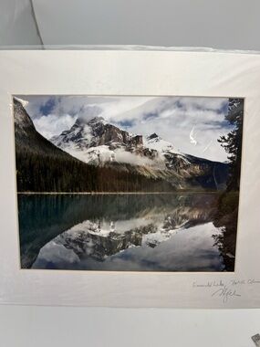 Matted British Columbia Mountain Lake Art Photography -Signed by artist